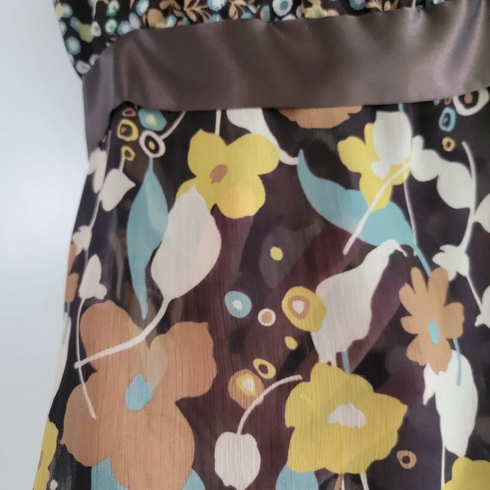 RW&CO. Black Floral Chiffon Cap-Sleeve Blouse - Picture 4 of 8